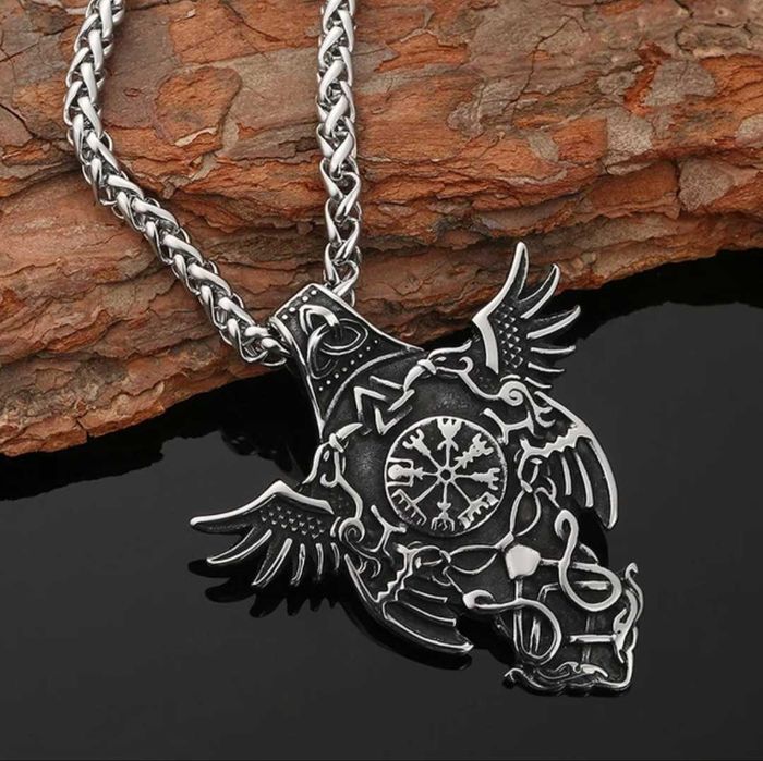Fio colar necklace vikings odin valhalla runas corvos nórdico celta