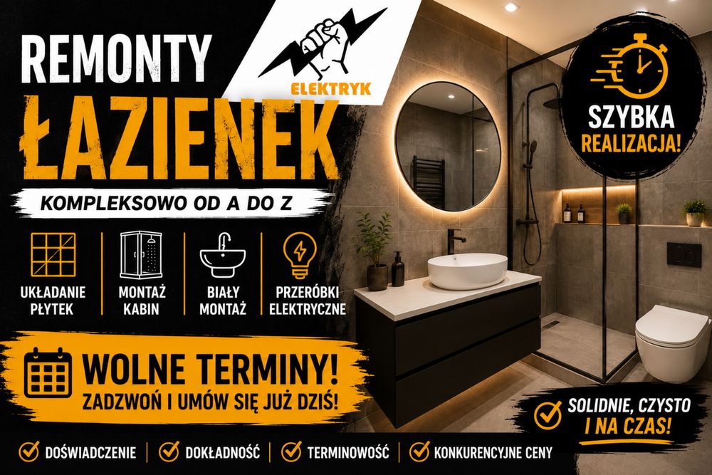 Remonty Łazienek | Płytki | Kafelki | Wolne Terminy | Szybka Realizacja