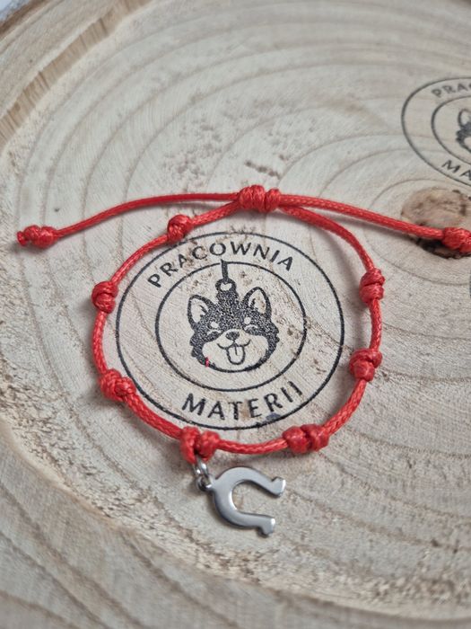 Bransoletka, nitka szczęścia, czerwona, 7 węzłów, ochrona przed złym okiem, sznurek nylon, regulowana, handmade, prezent