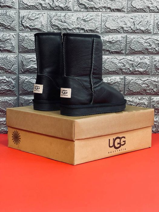 Последняя пара 37 размер !! Высокие угги на замке/ Ugg кожаные черные