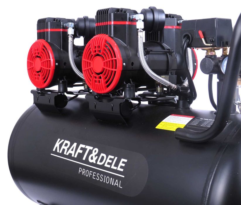 KRAFT&DELE Kompresor 100l Cichy Bezolejowy 2 Pompy Sprężarka KD1392