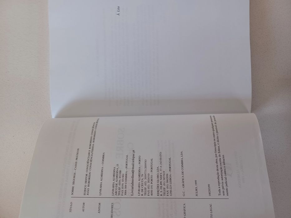 Livro Sobre Seguros - 2a. Edição, Almedina