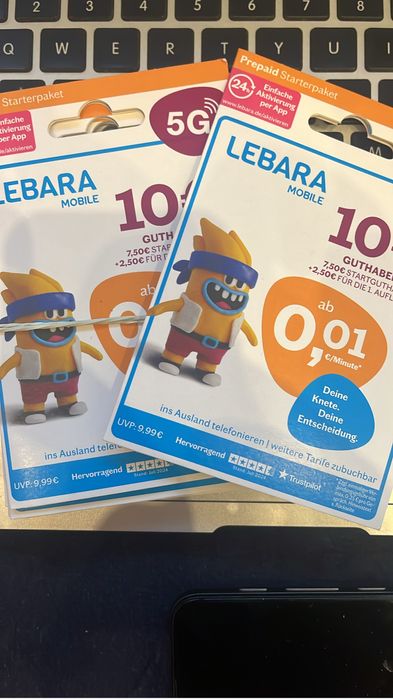 3x Lebara Starter Karta Lebara DE Niemcy +49 SIM 7.00€ Aktywna