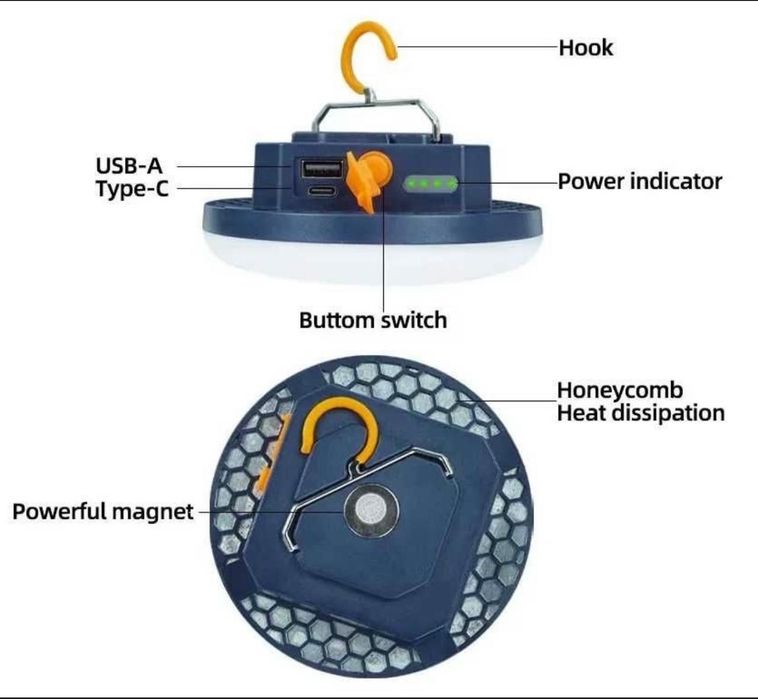 Яскравий ліхтар фонарь лампа павербанк на акумуляторі