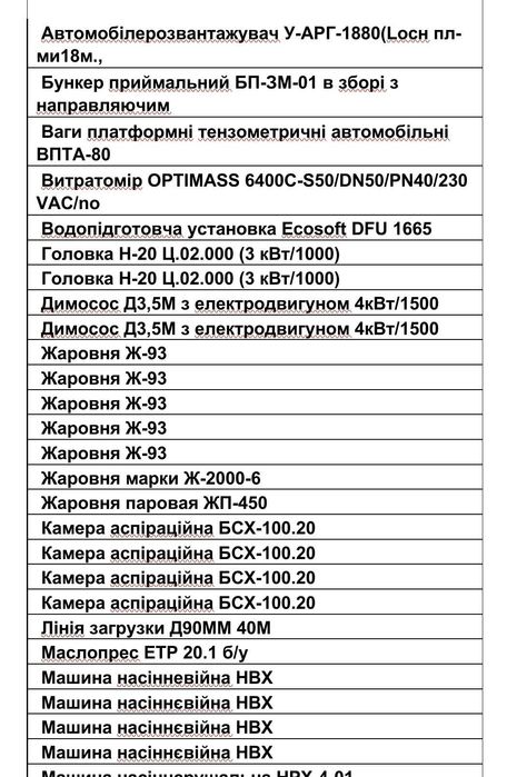 Продаж комплексу з виробництва СОНЯШНИКОВОГО МАСЛА (200 тн за добу).