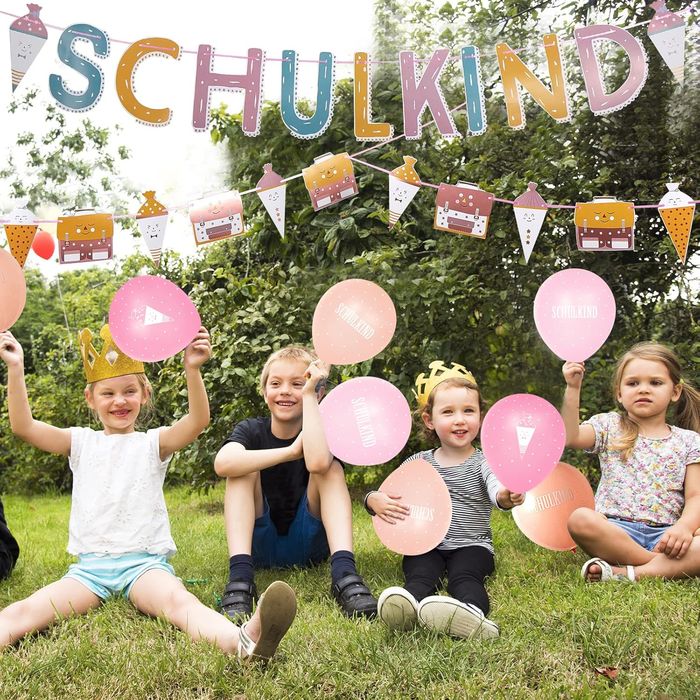 Back to School Decor Set - 24 Balloons, Garlands, Pink Metallic