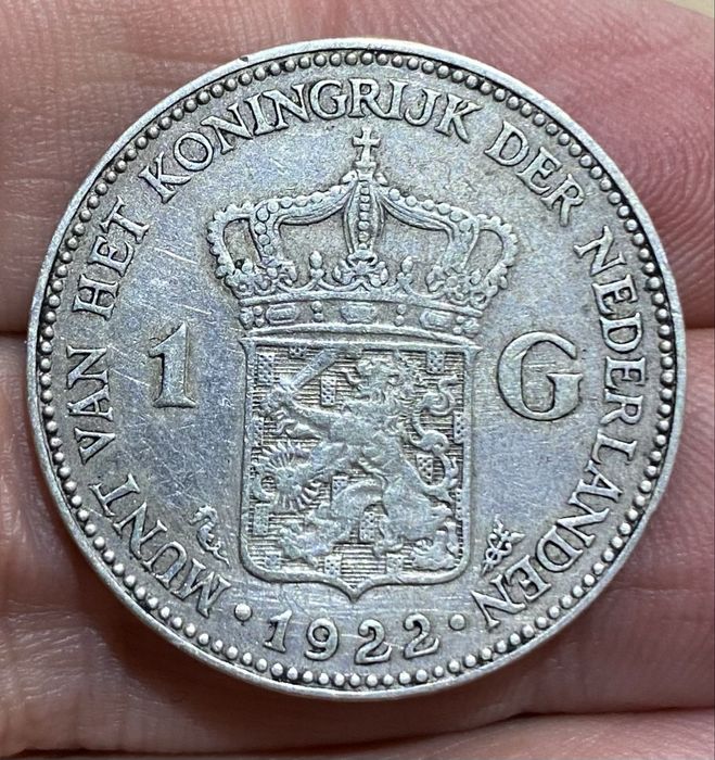 Moeda 1079 - HOLANDA 1 Gulden 1922 Prata