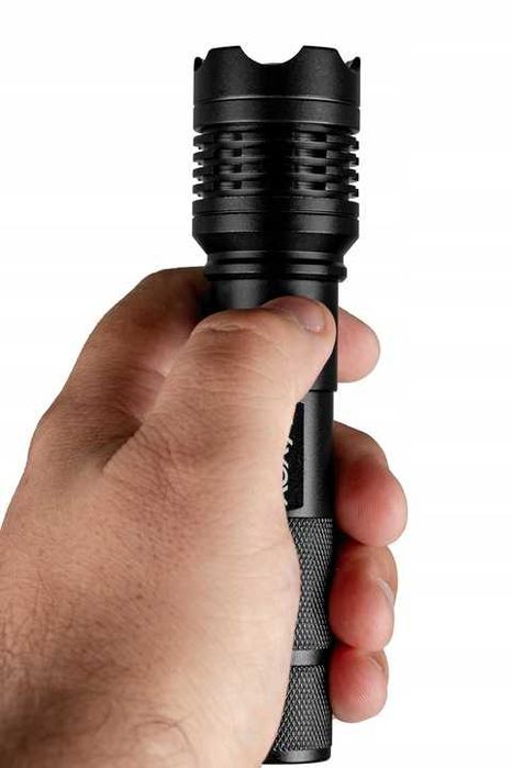 MOCNA Latarka taktyczna LED akumulatorowa WODOODPORNA ZOOM usb-c