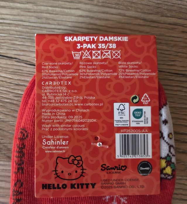 Skarpety Hello Kitty komplet 3 pary roz.35-38