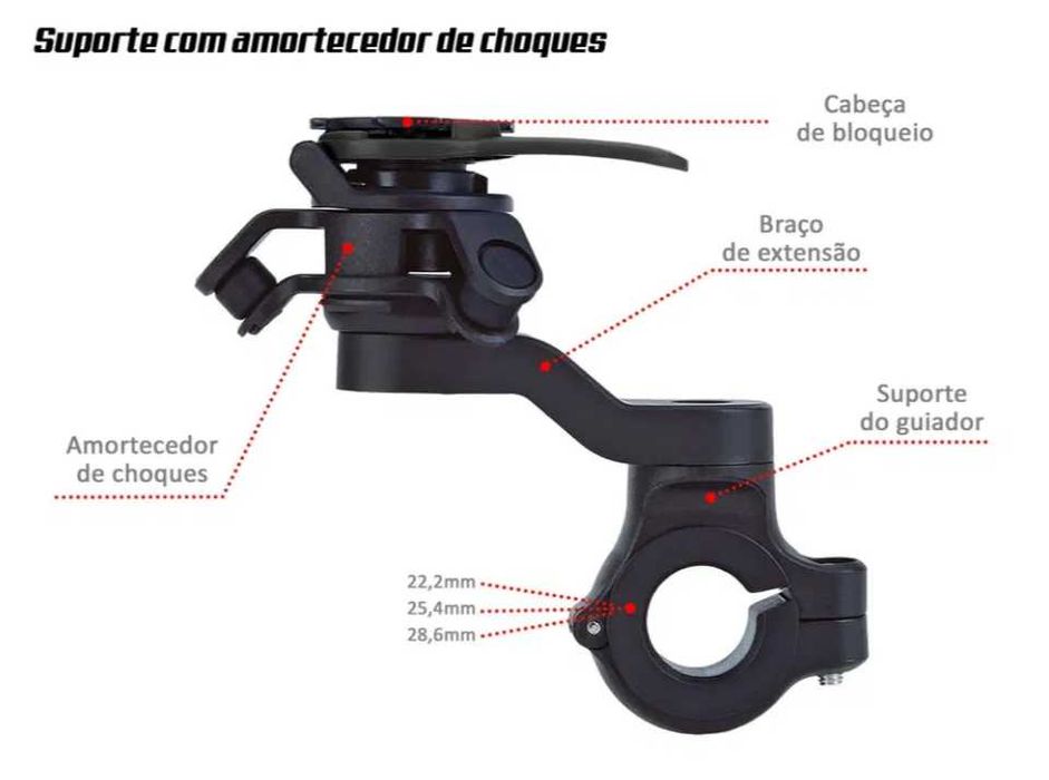 Suporte telemóvel QUAD LOCK PRO com amortecedor para moto (NOVIDADE)