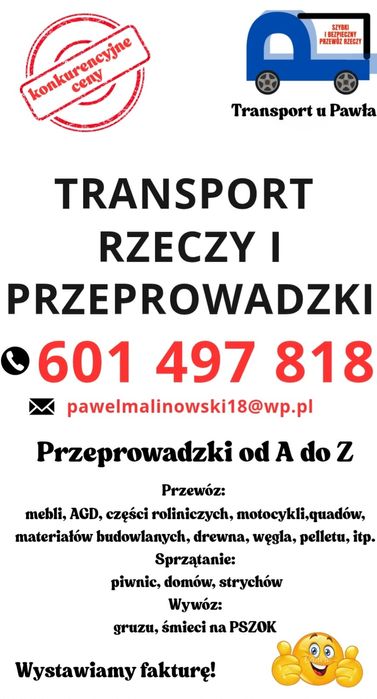 Przeprowadzki/Transport/Sprzątanie/pszok wywóz