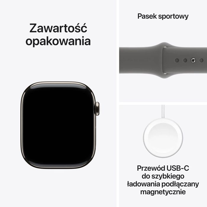 NOWY Apple Watch 10 gen. • Natural/Gray • 42 mm • CELLULAR • Tytanowy