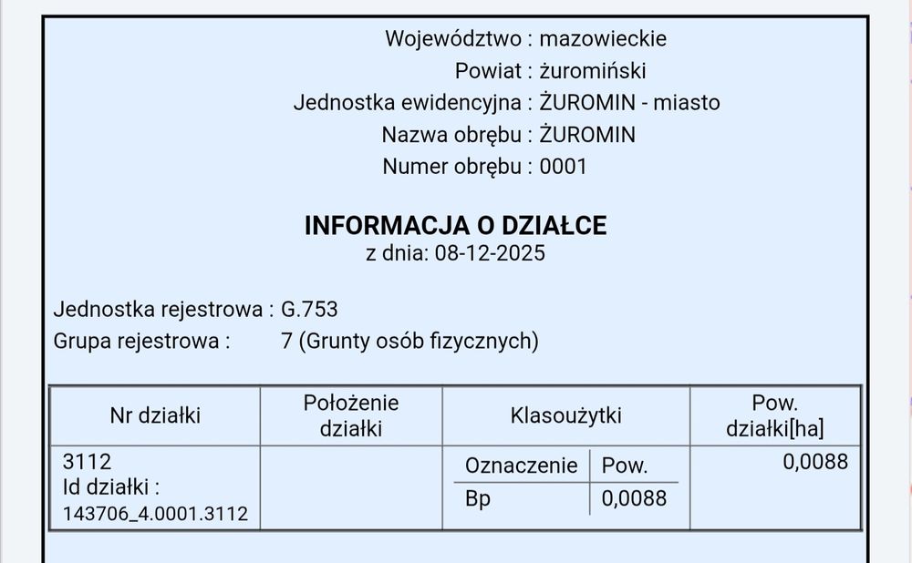 Działka budowlana w Żurominie
