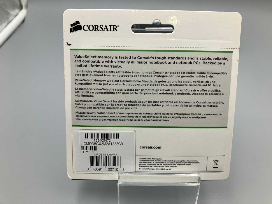 Оперативна пам'ять Corsair CMSO8GX3M2A1333C9 ( DDR3, 4GB, 1333 MHz )