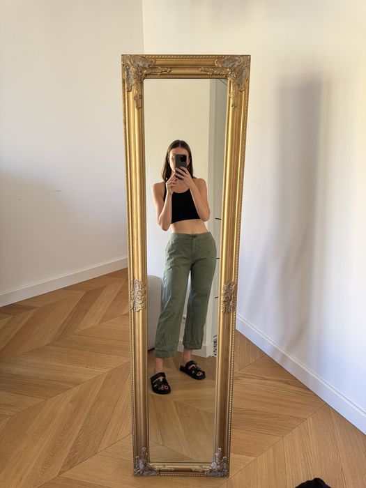 Zara jogger spodnie M 38 khaki z lampasem 100% bawełna
