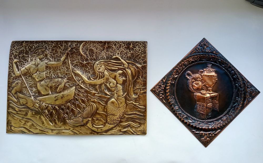 Чеканки, СССР, Рыбак и русалка, символ олимпиады 80 олимпийский мишка