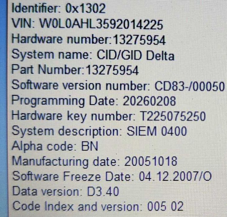 Wyświetlacz kolorowy CID 3 linie CD83 Opel Astra H wylogowany z PIN