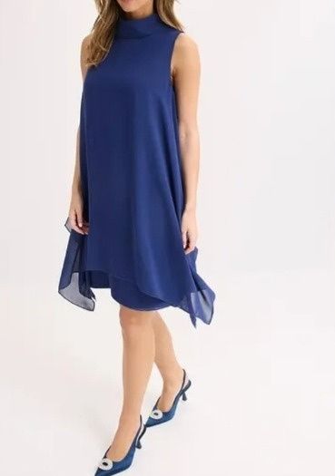B.P.C sukienka szyfonowa asymetryczna granatowa ^44