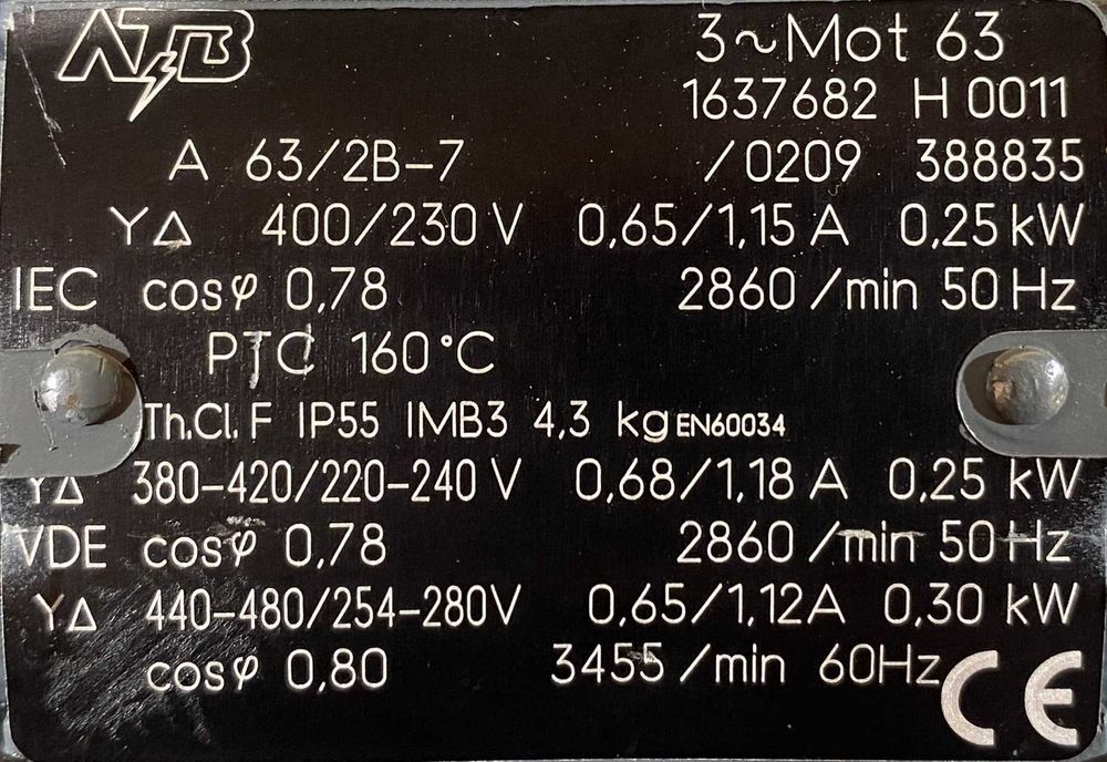 silnik elektryczny 0,25kW 2860obr. 3fazowy