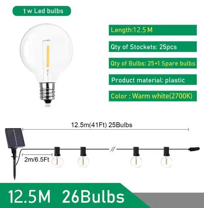Luzes Solar para Jardim 11 e 25 lâmpadas