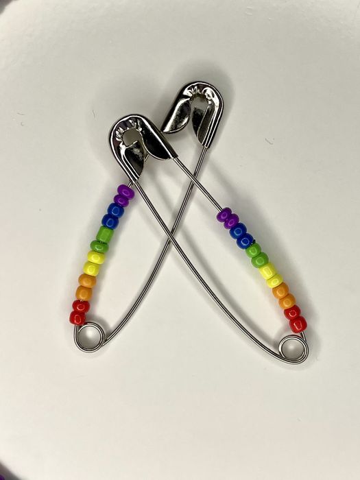 Tęczowe duże agrafki handmade 2 szt lgbt gay przypinki ogromne