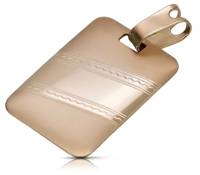 Zawieszka męska blaszka nieśmiertelnik z różowego złota 14k cpn033r P