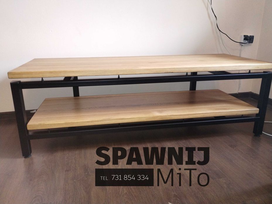 Szafka Hi-Fi na Wymiar RTV Stolik Audio Drewno i Stal Polska produkcja
