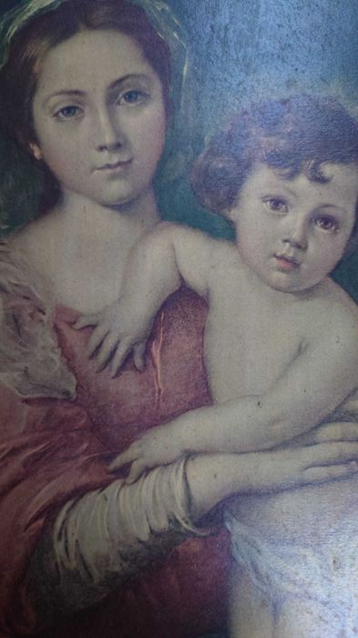 Triptico em madeira, do tipo arte sacra