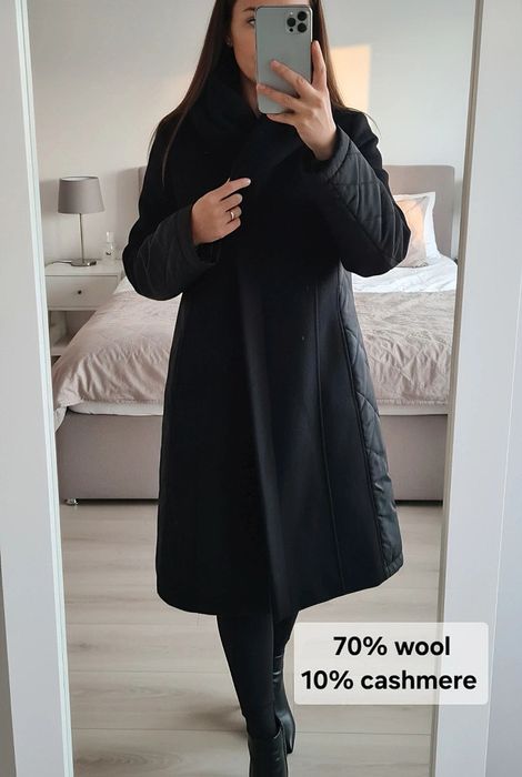 Damski płaszcz milo plus size z kołnierzem Cashmere wool