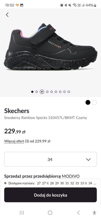Buty Skechers Uno Lite Rainbow Specks 34 (310457L-BK