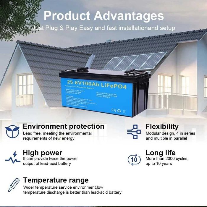Акумулятор DAXTROMN 25.6V(24V) 100AH ​​2560kWh Lifepo4 с BMS 100A /ДБЖ