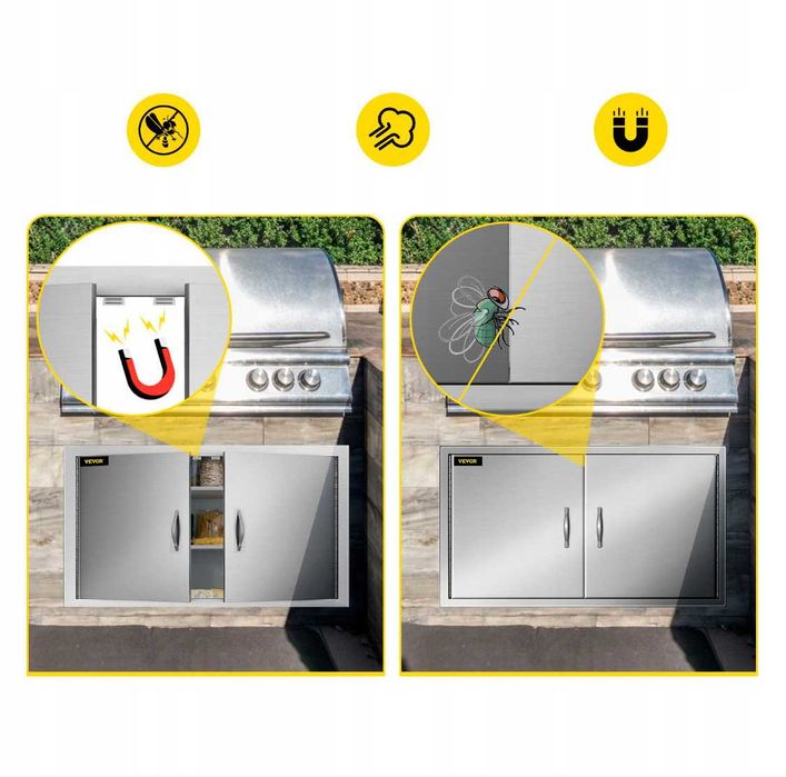 Vevor drzwi stali nierdzewnej 99x66 cm kuchnia grill zewnętrzny