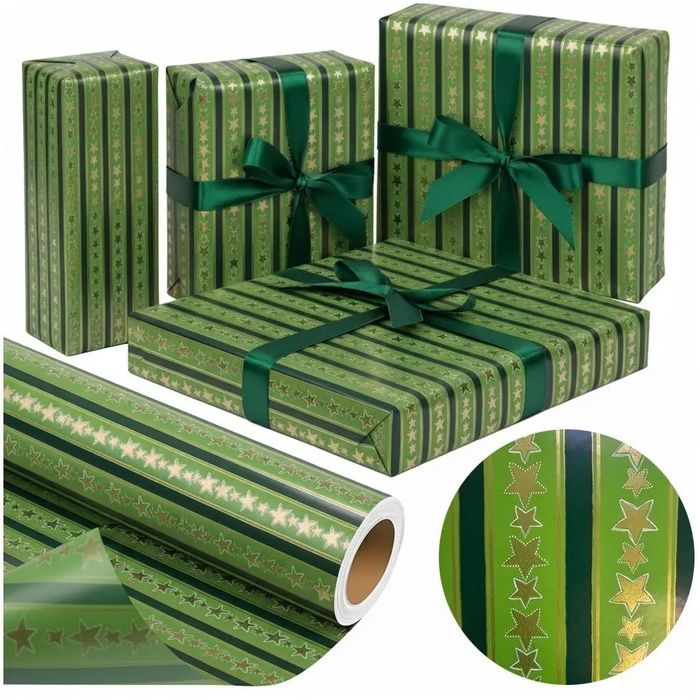 Papier Święta Bn Złote Gwiazdy X-Strong 38Cmx20M. Nowy Produkt