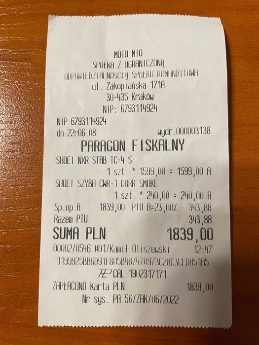 Kask moto integralny SHOEI NXR STAB TC-4 roz. S czarna szyba gratis