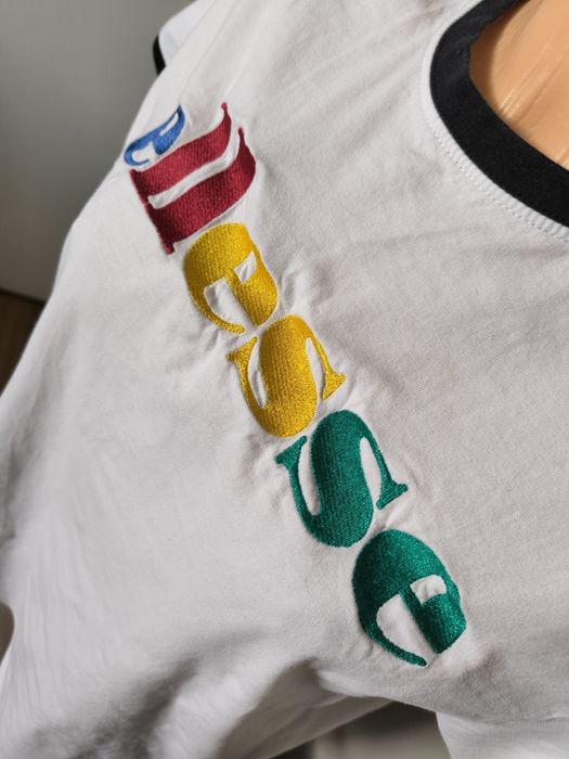 Ellesse t-shirt damski 38 biały wyszywany top lato bawełna