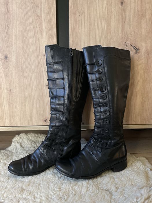 Brązowe czarne botki wysokie wysoka cholewka Gabor kozaki ciemne 38,5