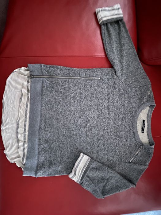 Szary sweter Max Jeans z zamkami | Efekt warstw (Layered Look) | S