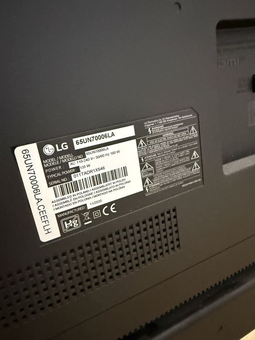 Телевізор LG 65 діагональ 4K .WebOS практично 21 рік
