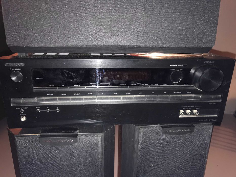 Onkyo kino domowe amplituner TX-SR333; głośniki 2+3 Wharferdale