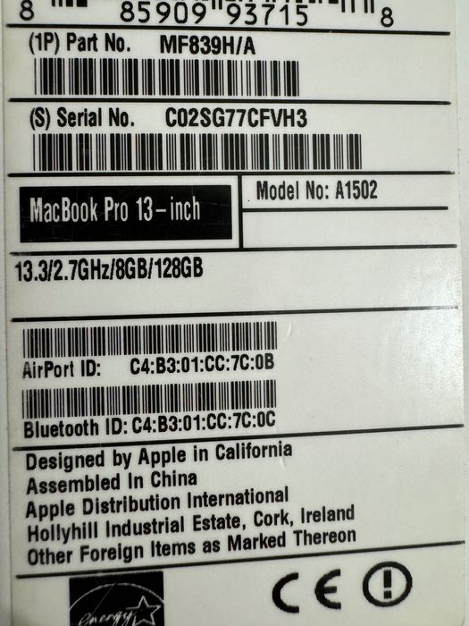 Mocny MacBook Pro 13 A1502 Intel Core i5 2015 rok