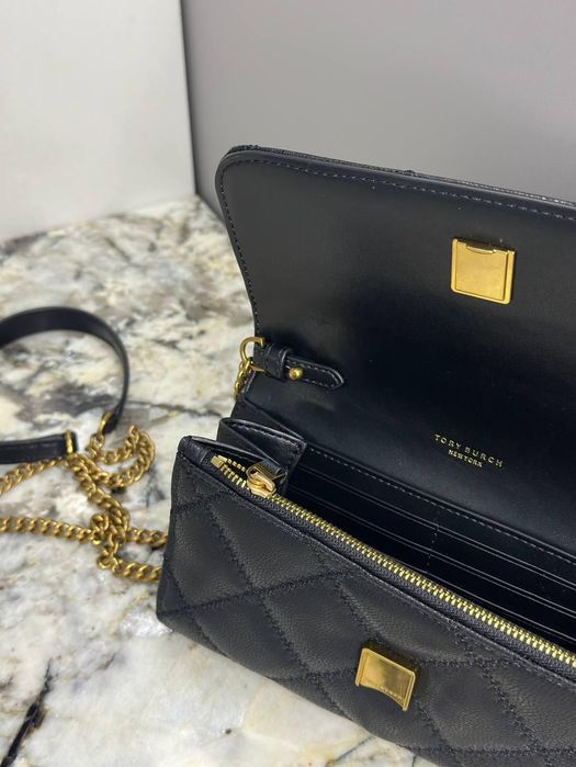 Жіноча сумка-гаманець Tory Burch Willa чорна стьобана на ланцюжку, оригінал