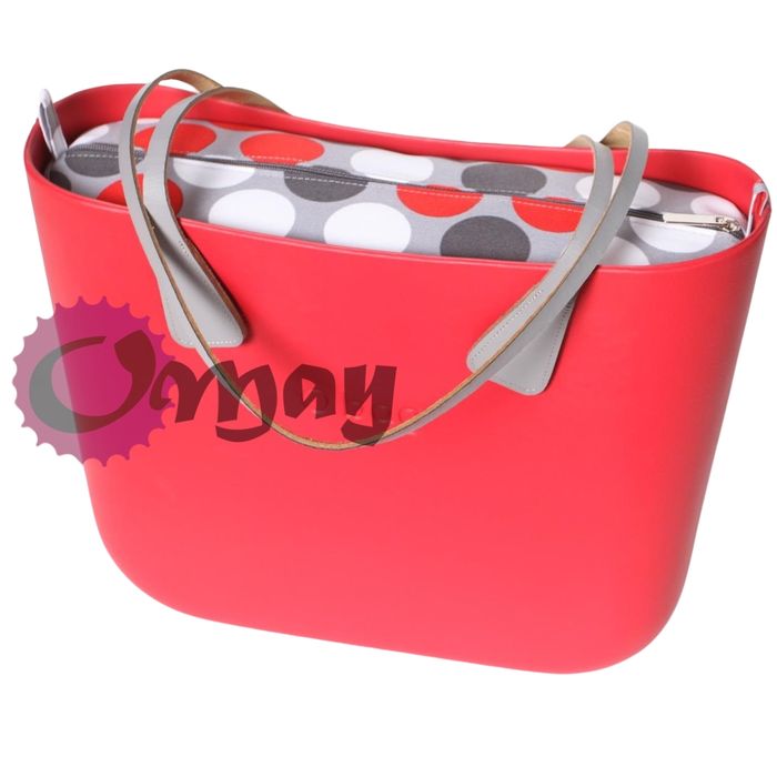 Szary organizer do OBAG STANDARD grochy czerwone 2 kieszenie OMAY