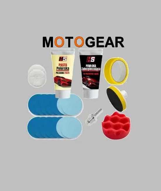 NOWY Duży zestaw do polerowania lamp reflektorów ceramika rzepy pasta