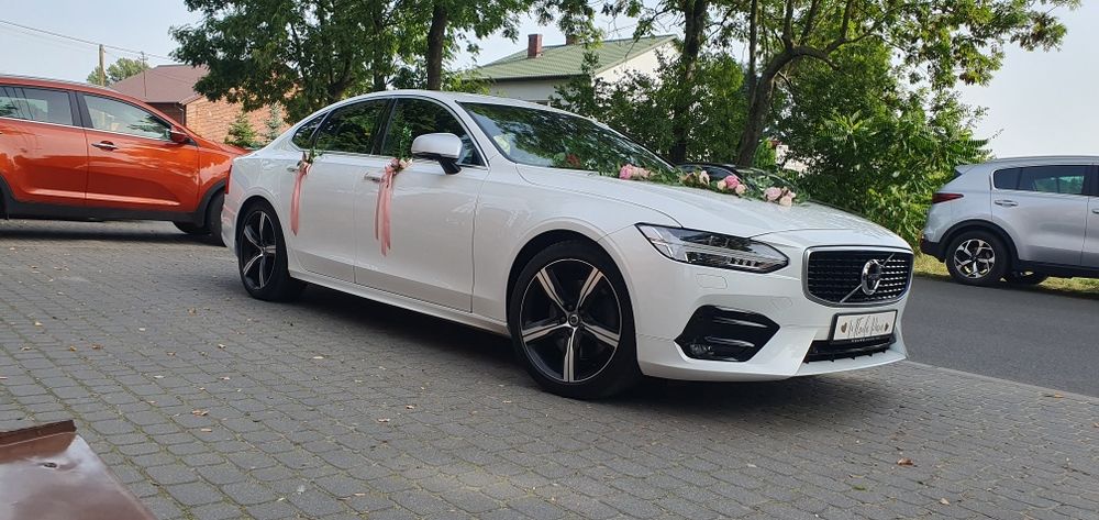Auto do ślubu Volvo S90 R-Design  Biała Perła / Dekoracja auta w cenie