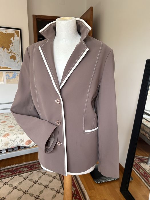 Blazer Castanho/Taupe com Debrum Branco