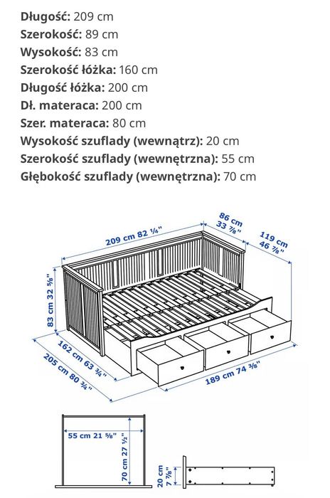 Sprzedam łóżko HEMNES IKEA