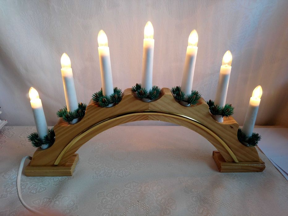 Świecznik adwentowy, drewniany Bulinex - 7 świec