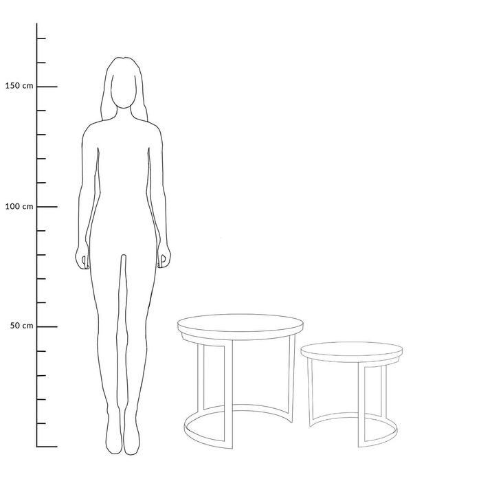 Zestaw stolików kawowych HARVEY drewnianych 53x51/43x43 cm