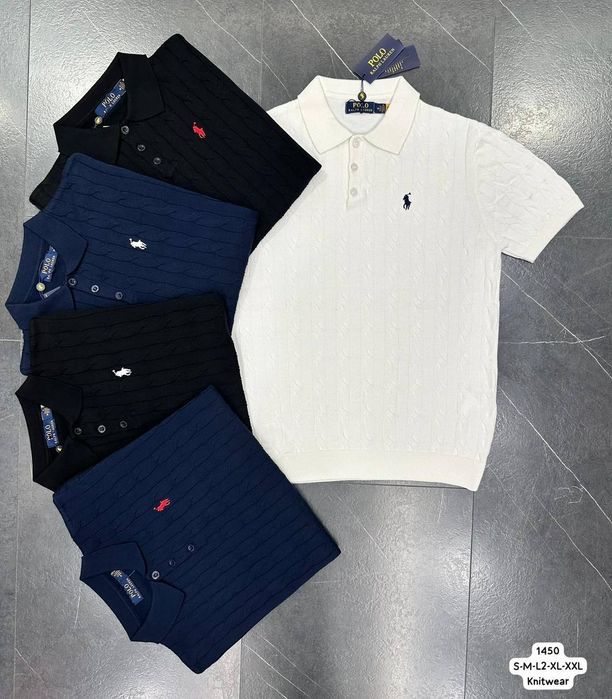 Чоловіча мужская  Вʼязана Футболка  поло polo Ralph lauren ОРИГИНАЛ воротник