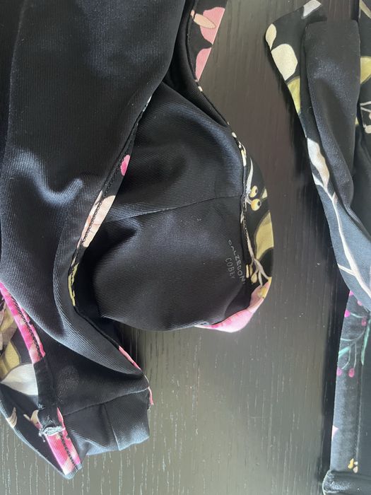Biquini calzedonia cuecas subidas preto e rosa floral
